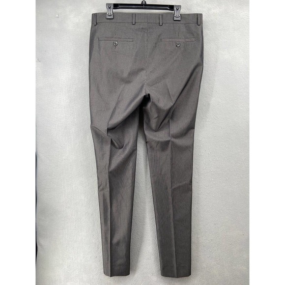 Kenneth Cole Reaction Pants Mens‎ 35Wx32L Brown Pin Striped Flat Front Dress - Picture 5 of 9